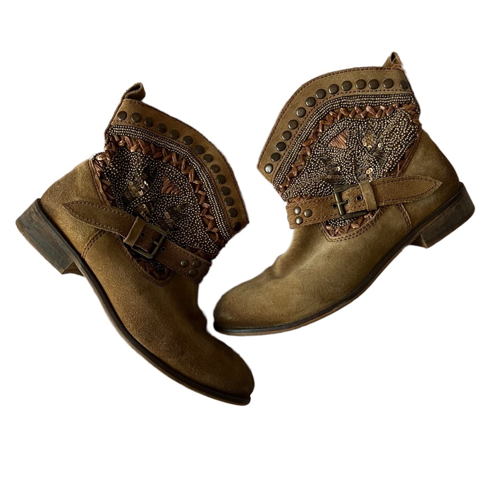 Naughty Monkey | Women’s Beaded Suede Leather Western Bootie - Picture 2 of 9